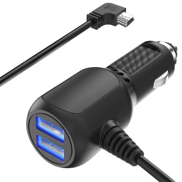 car charger for garmin nuvi, 2 usb ports 12v/36v car vehicle power charger adapter built-in mini usb cord cable for garmin gps nuvi 200 57lm 67 c255 2539lmt 2597lmt