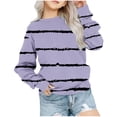 thumbnail image 2 of QIPOPIQ Chandail en Molleton Surdimensionné pour Filles Chandails en Molleton Rayés d'Automne Col Rond Manches Longues Chemise Décontractée Pull Ample Vêtements d'Hiver pour Enfants 1-12 Ans Liquidation, 2 of 6
