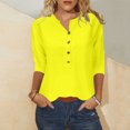 thumbnail image 1 of FcBaudy Hauts pour Femmes, Chemises pour Femmes, Chemisiers et Chemises à Manches Courtes à Col Rond Mode Féminine Décontractée T-Shirt à Boutons à Manches 3/4 Blouse à Imprimé à Col pour Femmes Blouse pour Femmes, 1 of 3