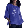 thumbnail image 2 of T-shirts Chemises pour Femmes Été Sexy Imprimé Régulier Bouton Col Rond Manches Courtes Femmes Manches Courtes Haut Manches Longues Chemises d'Été pour Femmes en Solde, 2 of 5