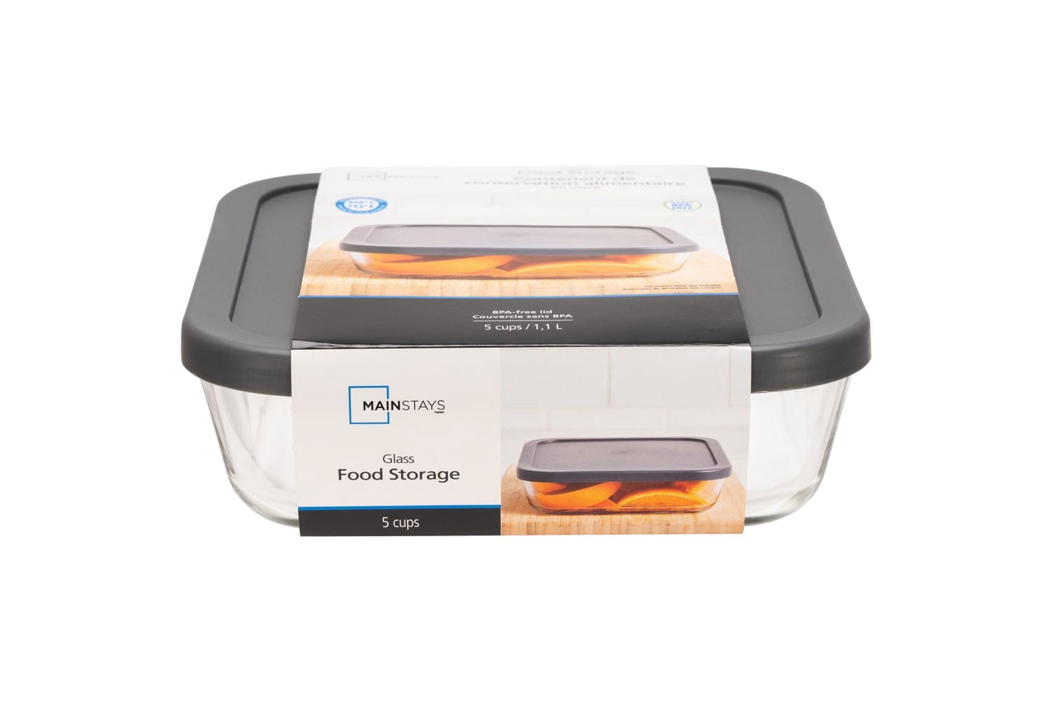 MAINSTAYS Square glass food storage with PE Lid