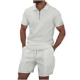 thumbnail image 2 of NTACZA Mens Shorts Set Shirt And Shorts Short Sleeve Tracksuits Quarter Zip Athletic Sweatsuits for Men S, 2 of 5
