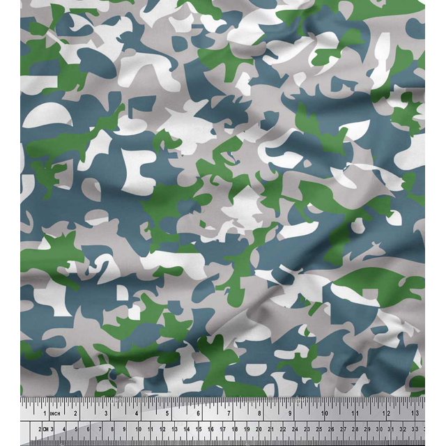 Soimoi Rayon Fabric Two Tone With Grey Camouflage Print Fabric by the Yard 56 Inch Wide