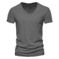 thumbnail image 1 of Men's Casual V Neck T Shirts Loose Fit Comfortable Stretchy Pure Color Summer Tee For Daily Wear With Shorts, 1 of 5