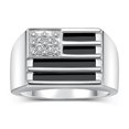 thumbnail image 1 of RYLOS Men's Rings Sterling Silver USA Flag Designer Ring With Diamonds and Black Onyx Rings For Men Designer Patriotic Jewelry Size 13, 1 of 5