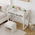 thumbnail image 3 of GloryStar Study Desk & Chair Set, Wooden Writing Table with Fabric Drawers and Built-In Pen Holder for Neat, Organized Learning Spaces, 3 of 7
