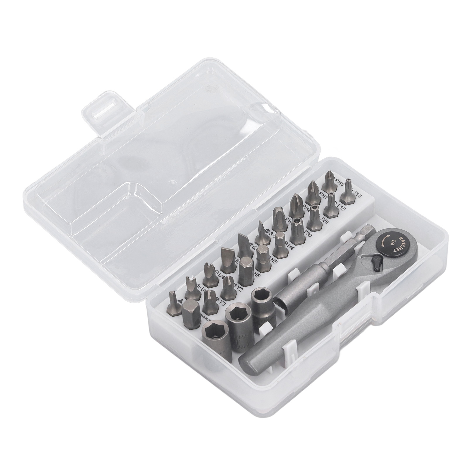 Ratchet Wrench Screwdriver Bit Set, CRV Steel Hex Ratchet Screwdriver Bit Set with 23 Bits for Car Electronic Mechanical Maintenance
