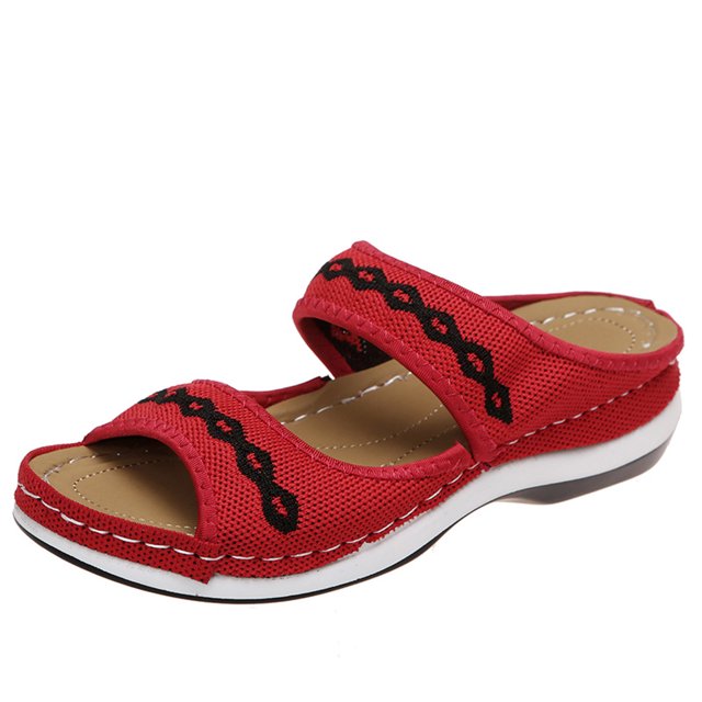 CEHVOM Chaussures pour Femmes Tricot Crochet Fleur Confortable Talon Compensé Sandales