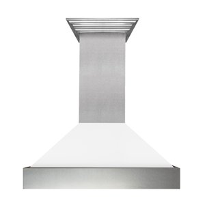 ZLINE 36 in. Hotte de montage mural en acier inoxydable satiné avec coquille blanche mat (8654WM-36)