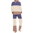 thumbnail image 4 of Yuyuzo Womens Pajama Sets 2 Piece Color Block Long Sleeve Crew Neck Tops Lounge Pants with Pockets, 4 of 6