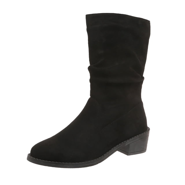 WEAIXIMIUNG Bottes-Chaussettes Femme Bottes Mode Automne et Hiver en Suède Mi-Mollet Bottes Confortables au Tempérament