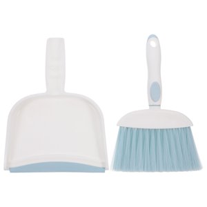 KAKOWELY balais et brosses Petit balai avec balais Pan et pinceaux Nettoyeur de table Brosses de nettoyage Portable Salle à main pour bureau Canapé Clavier Tente Balayage Bleu