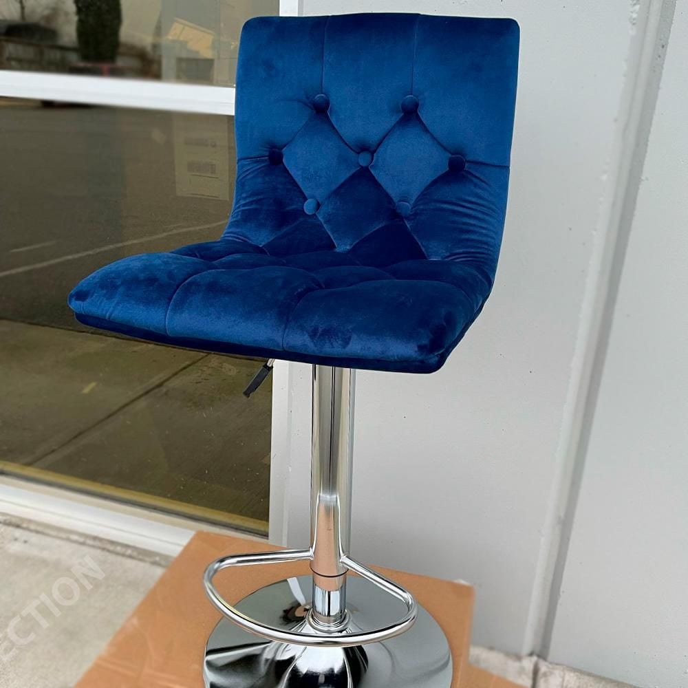 Heavenly Collection Blue Leather Adjustable Stool