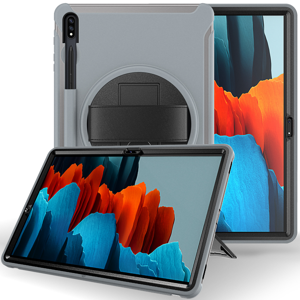 For Samsung Tab S7 Plus Tablet Case TT970/T975/T976 with Pen Slot Tab S7 Swivel Stand Protective Case Light Grey