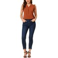 thumbnail image 2 of INSPIRE CHIC Women's Ruffled Sleeveless Pullover V- Neck Work Blouses Tops XS Caramel, 2 of 7