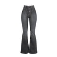 thumbnail image 3 of AherBiu Flare Jeans for Women 5 Button High Waisted Skinny Bell Bottom Denim Pants Trousers, 3 of 5