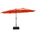 thumbnail image 1 of Costway Parasol de Patio Double Face Jumeau de 15 Pi pour l'Extérieur, Style Marché, avec Manivelle et Base, Orange, 1 of 10