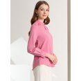 thumbnail image 4 of INSPIRE CHIC Women's Keyhole Stand Collar Pleated Back Button Blouse Tops, 4 of 6