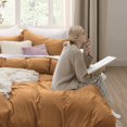 thumbnail image 3 of Bedsure Pumpkin Duvet Cover Queen Size - Soft Prewashed Queen Duvet Cover Set, 3 Pieces, 1 Duvet Cover 90x90 Inches with Zipper Closure and 2 Pillow Shams, Comforter Not Included, 3 of 6