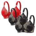 thumbnail image 1 of fheaev 3Pc Front Close Bras for Women Plus Size Wirefree Support Posture No Underwire Full Coverage Bra Adjustable Shoulder Strap Comfort Push Up Lace Breathable Front Buckle Open Everyday Bras, 1 of 2