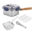 thumbnail image 3 of Lipstore Small Deep Fryer Pot with Lid Leakproof Food Storage Containers with Handle Square Cooking Pot for Chicken French Fries Stews Blue, 3 of 8