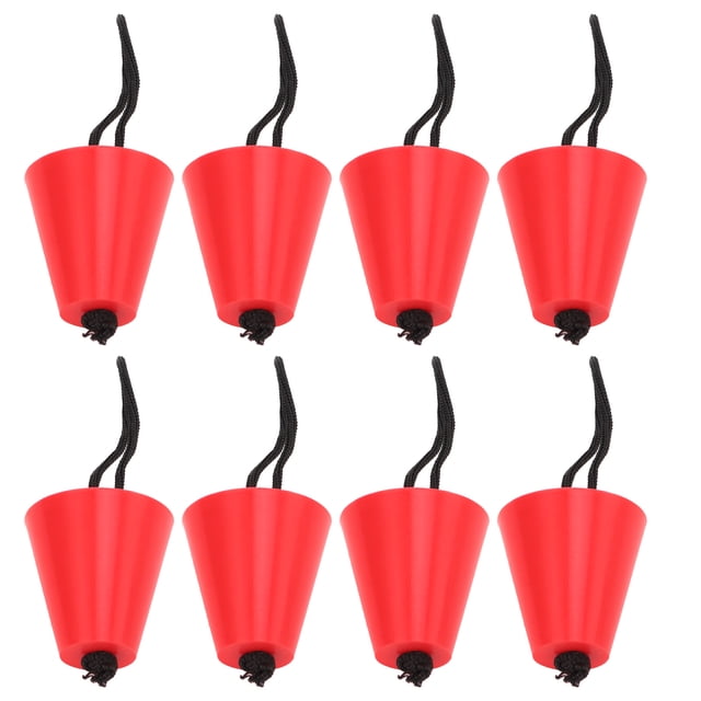 8Pcs/Set Kayak Scupper Plug Silicone Drain Hole Bung Stopper with Lanyard for CanoeRed
