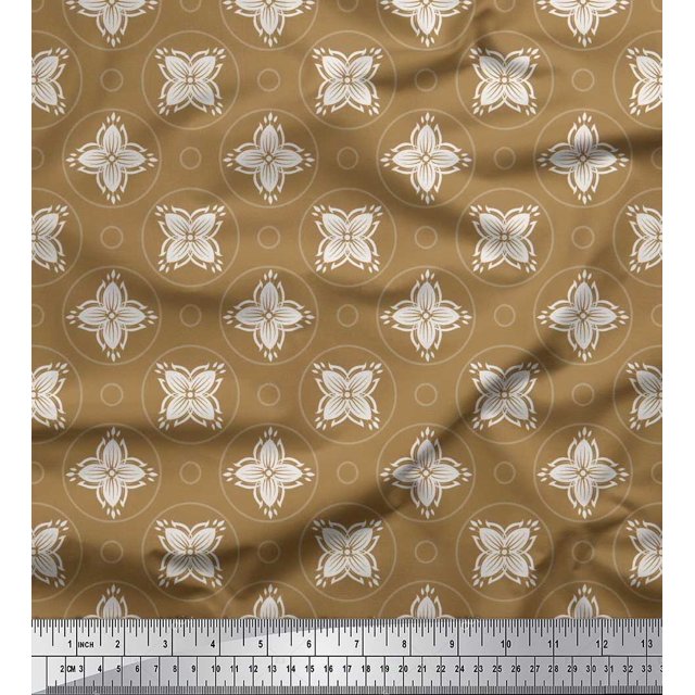 Soimoi Georgette Viscose Fabric Circle & Floral Artistic Decor Fabric Printed Yard 42 Inch Wide