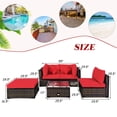 thumbnail image 2 of Gymax Ensemble de Canapé Sectionnel en Rotin 5 Pcs Ensemble de Meubles de Patio avec Coussin et Oreiller Rouges, 2 of 10