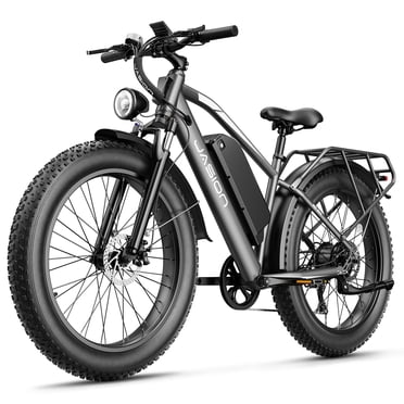 Jasion EB5 MAX Electric Bike for Adults with 1500W Peak Motor, 48V 15Ah Battery Electric Mountain Bike, 26" x 4.0" Fat Tire Ebike, Shimano 7-Speed Bicycle UL2849