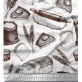 thumbnail image 1 of Soimoi Tissu Satin Modal Rouleau, Imprimé Pain de Blé et Sandwich au Mètre 42 Pouces de Large, 1 of 3
