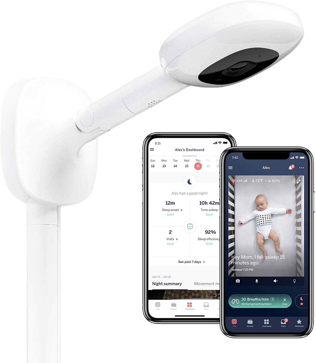 Nanit Pro Video Baby Monitor with Wall Mount and Sleep Tracking (N311CA)