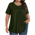 thumbnail image 1 of Plebaso Hauts Grande Taille pour Femmes Tunique Plissée à Manches Courtes Col Rond Blouses Habillées Amples pour Femmes, 1 of 7