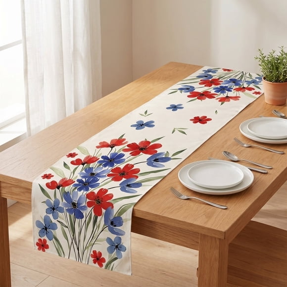 BUTASY 4Th Of July Table Runner 4th Of July Decorative Tablecloth and Table Runner Independence Day Patriotic Table Linen Set Dining Table Home Decoration