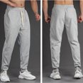 thumbnail image 4 of Ceisia Men Solid Color Loose Casual Pants Elastic Waist Drawstring Sports Gift Work Trousers, 4 of 5