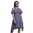 thumbnail image 1 of Bimba Purple Geometric Print Flutter Sleeve Womens Party Tunic Cold Shoulder Midi Dress - X-Large, 1 of 1