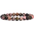 thumbnail image 1 of Natural Matrix Rhodonite Gemstone 8mm Round Beads Stretch Bracelet 7 Inch Unisex, 1 of 3