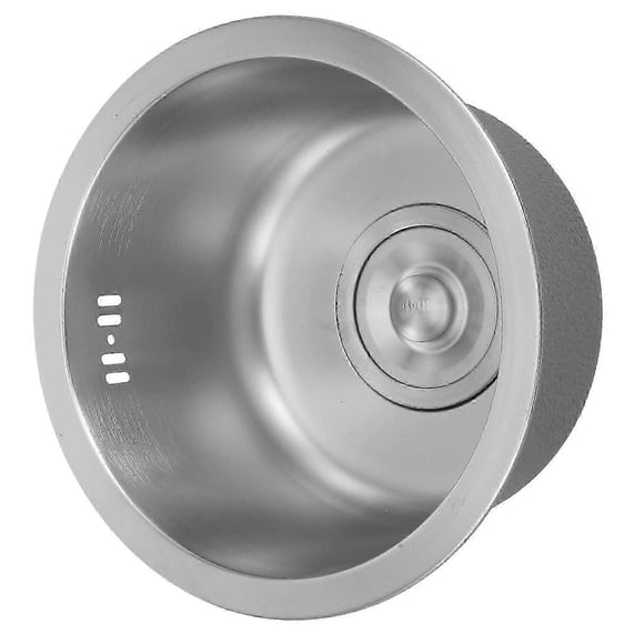 Stainless Steel Small Kitchen Sinks for RV Outdoor Use Round Shape 11 Inch Silver Drainage 1Pcs