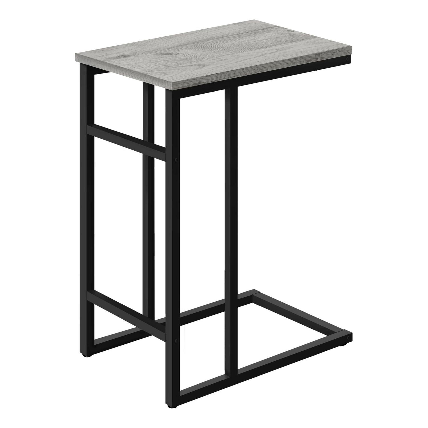 Monarch Specialties Table D'appoint, En Forme De C, Bout, Côté, Collation, Salon, Chambre À Coucher, Métal, Stratifié, Gris, Noir, Contemporain, Moderne