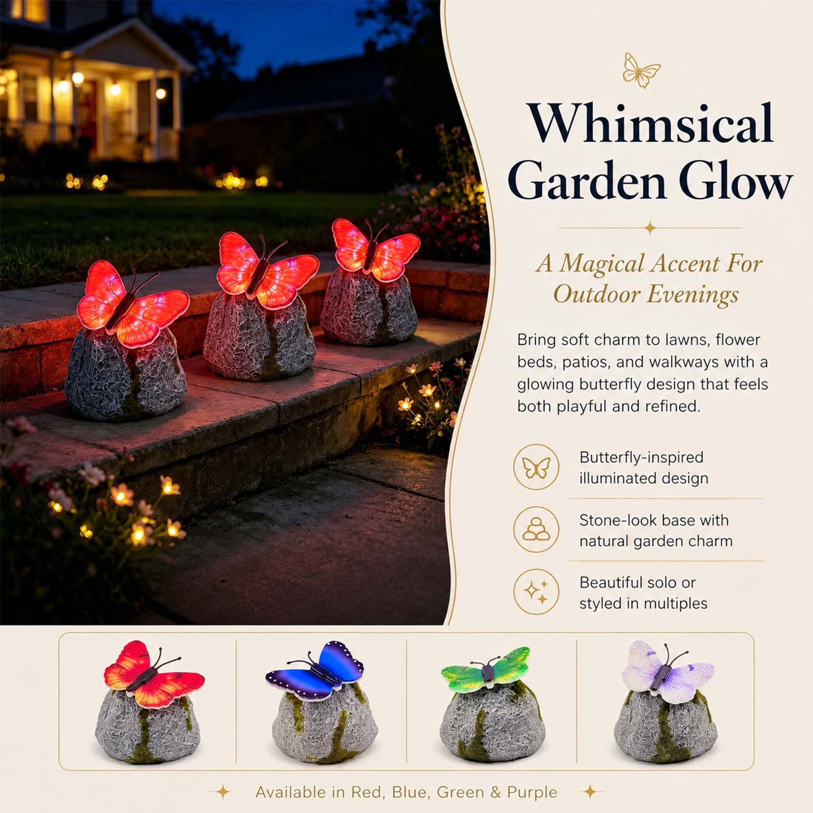 TTJ Solar Garden Lights Solar Lights Outdoor Outdoor Illuminated Garden Light Solar LED Waterproof Landscape Stake Pathway Warm White Dusk to Dawn Auto on off Decorative Lawn Patio Yard Lighting