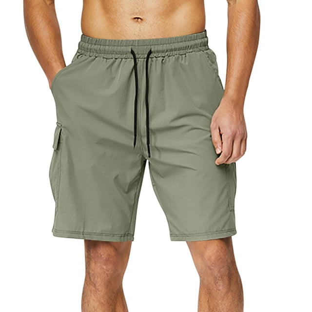 FAIWAD Men Lightweight Quick Dry Shorts Athletic Running with Pockets Elastic Waist Drawstring Gym Short Pants