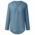 thumbnail image 4 of Chemises à Manches Longues pour Femmes Chemises d'Été à Manches Longues pour Femmes Tunique Décontractée à Fermeture Éclair Col en V Blouse à Manches Roulables Hauts, 4 of 7
