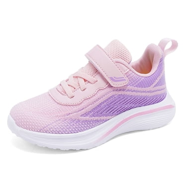 Zecgelong Espadrilles à Lacets en Maille de Mode pour Enfants, à Agencement de Couleurs, Décontractées et Confortables, Chaussures de Course, Espadrilles pour Filles, Taille 13.5