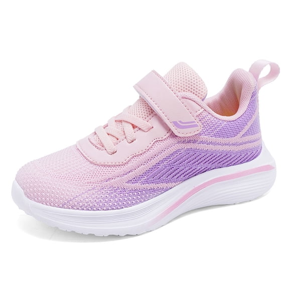 PMVFHDE Girls Sneakers Kids Fashion Mesh Lace Up Sneakers Color Matching Casual Comfortable Sports Running Athletic Shoes,Pink,29