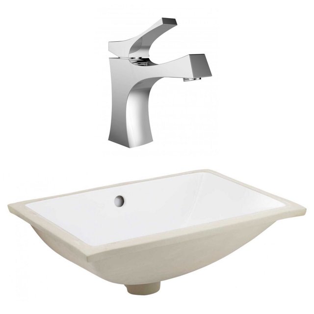 20.75-in. W CSA Rectangle Bathroom Undermount Sink Set In White - Chrome Hardware AI-23091