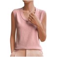 thumbnail image 1 of Timegard Camisoles pour Femmes Été Col Rond Sans Manches Confortables Amples Décontractées T-Shirts de Couleur Unie, 1 of 5