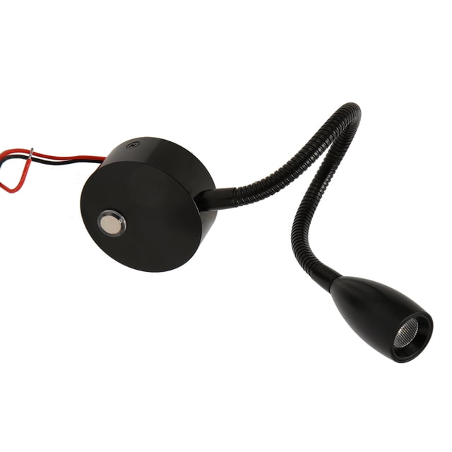 Lampe de Chevet à Col de Cygne pour VR, Lampe de Lecture de Chevet à Commande Tactile DC12-24V avec Éclairage DEL Réglable en Trois Températures de Couleur. Dotée d'Une base en Aluminium Noir avec un Diamètre de 7 cm et un Tuyau à Col de Cygne flexible de 34,5 cm. Comprend des ports USB et Type‐C pour une Connectivité Polyvalente. Conçue pour un Montage Mural dans les VR, Fourgonnettes Ou Bateaux, Offrant un Éclairage Ciblé comme Veilleuse Sans Déranger les Autres.