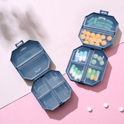 MTBLYS Plastic Pill Organizer Travel Size 6-Compartment Vitamin Supplement Case Weekly Pill Holder Small Daily Tablet Storage Box for Home Travel Office