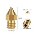 thumbnail image 4 of Wweixi 3D Printer Nozzle Brass Extrude Head Mini Portable Brass Nozzle Firm Printer Thread, 0.6mm/1.75mm, 4 of 9