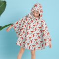 thumbnail image 2 of Children‘s Boys Girls Dinosaur Rainbow Printed Button Rain Jacket Hooded Windproof Raincoat, 2 of 4