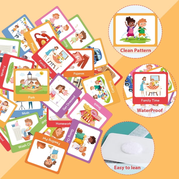 KIKIGOAL Calendrier Visuel Pour Enfants 2 En 1, Tableau De Routine Des T Ches Quotidiennes Pour Lautisme Avec 70 Cartes Mat Riel Dapprentissag~p121906257